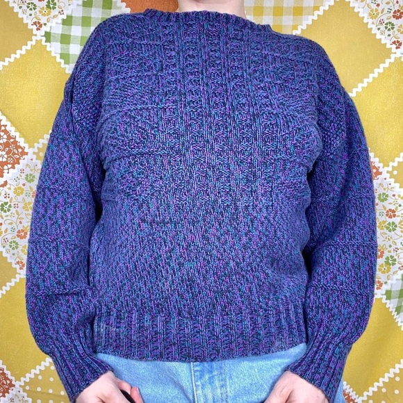 Vintage 80s purple, black & blue speckled Gregor sweater 🌀 - Picture 1 of 6